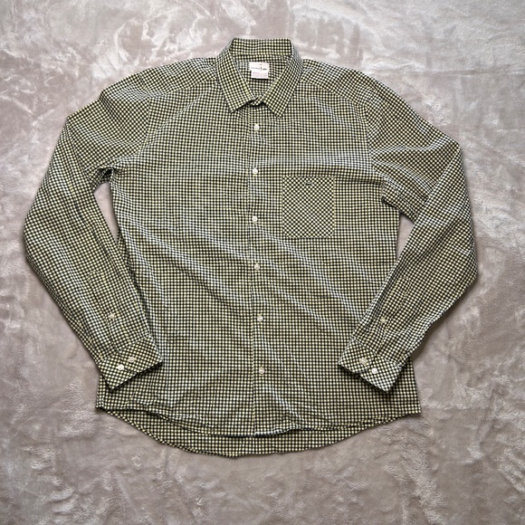 Lacoste Other - Vtg‎ Lacoste Shirt Mens 42 Yellow Blue Gingham Check Long Sleeve Cotton Preppy